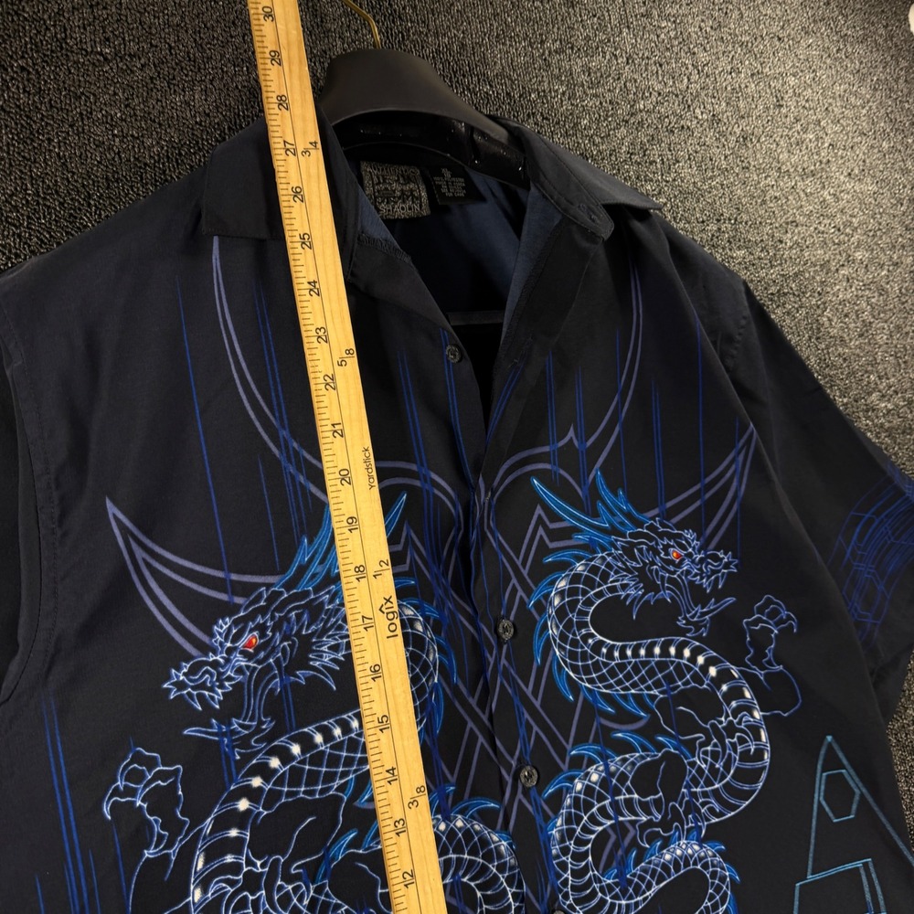 Authentic Shaolin Button Down Shirt Youth XL/18 Adult M Retro Tribal Dragon Y2K - Picture 5 of 7